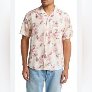 Corridor New York Novella Camp Floral Pink Short Sleeve Button Up Shirt Sz M